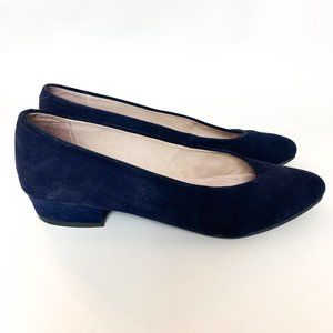 Patricia Green navy blue suede block kitten heel 9.5
